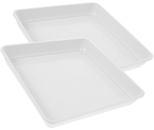 LIFKOME Vassoio per Sottovaso per Piante in Vaso Quadrato 2 Pezzi | Plastico Bianco, Mantiene L’umidità nel Contenitore, per Vaso con Apertura