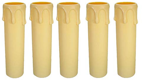 Ambros Kristall Bougeoir en plastique Douille E14 - 100 mm - Diamètre 24/26 mm - Champagne/ivoire