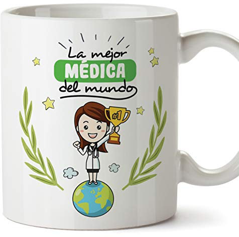 MUGFFINS Médica Tazas Originales de café y Desayuno para Regalar a Trabajadores Profesionales - La Mejor Médica del Mundo - Cerámica 350 ml