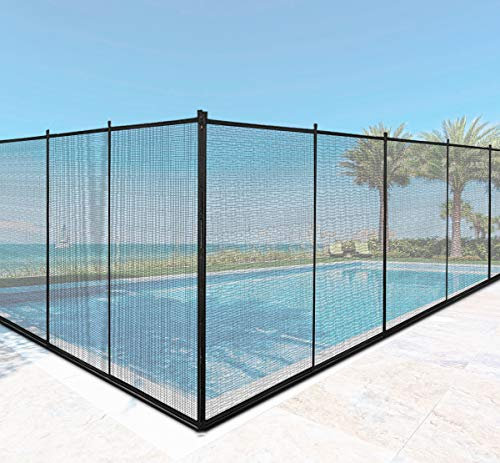 DREAMADE Barrière de Piscine Barrière de Protection de Sécurité pour Piscine, Tube en Aluminium, Pieds en Acier Inoxydable et Accessoires en Plastique 360 X 125 CM Noir