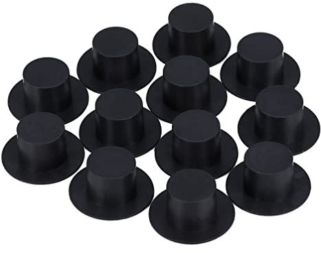 Healifty 100pcs Mini Black Top Hats Christmas Mini Snowman Hats Wine Bottle Decoration for DIY Crafts Supplies L S (Black)
