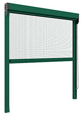 Zanzanet Zanzariera verticale 50 mm per finestre su misura personalizzabile a rullo con catena telaio con profilo robusto e resistente in alluminio Made in Italy Verde