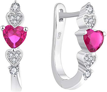 YL Creolen 925 Sterlingsilber mit Juli Geburtsstein Heller Rubin U Form Huggie Ohrringe für Damen