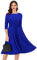 DRESSTELLS Robe Femme de Cocktail Mariage Soirée Cérémonie Vintage col Rond Robe de Soiree Femme Robe Manches 3/4 Bleu Royal M