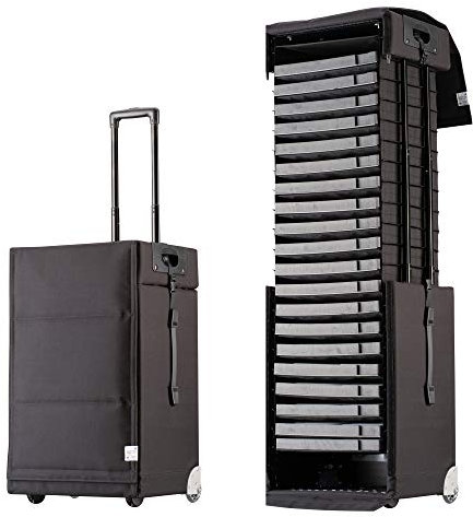 Pull Up Samplecase 61L Avantgarde - Vertreterkoffer/Musterkoffer/Präsentationskoffer für bis zu 240 Brillen - Ausziehbarer Koffer mit patentierter Pull Up Technik