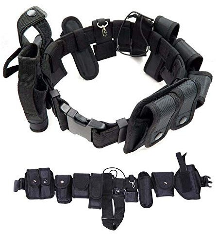 Hisxus Taktischer Gürtel für Strafverfolgung, multifunktional, Outdoor-Training, Gürteltasche, Wandergürtel, Patrol, Militär-Taillenpack-Ausrüstung (10-teiliges Gürtelset) Schwarz
