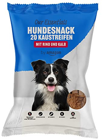 by Amazon 20 Streifen zum Kauen fur Hund, Rind und Kalb, 200g (1er-Pack)