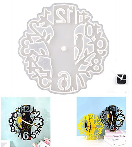 Silikon-Uhr-Harz-Gussform-Set, DIY Wand arabische Ziffern Vogel Uhr Dekor Epoxidform Bastelwerkzeug Wohnzimmer hängende Ornamente Gieß-Silikonform