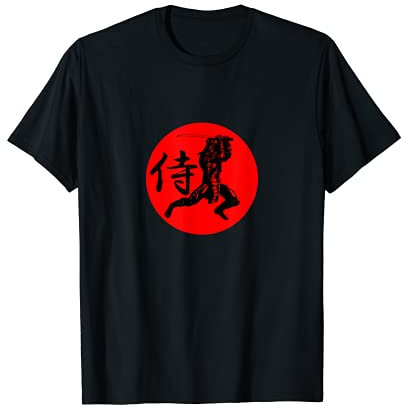 Cooler Samurai-Krieger mit japanischer Flagge Anime Krieger T-Shirt