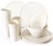 Youngever 18er Set Geschirr aus Kunststoff, Platten (25CM), Schalen (1000ML), Becher (600ML), Dienst für 6 (Creme)