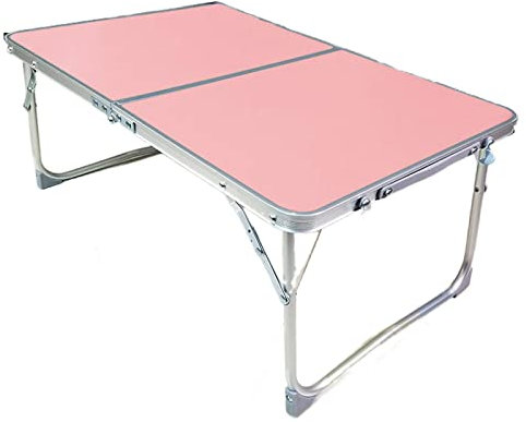 Bureau d'ordinateur portable pliable en alliage d'aluminium avec pieds - Plateau de lit pour petit déjeuner - Support pour ordinateur portable - Rose