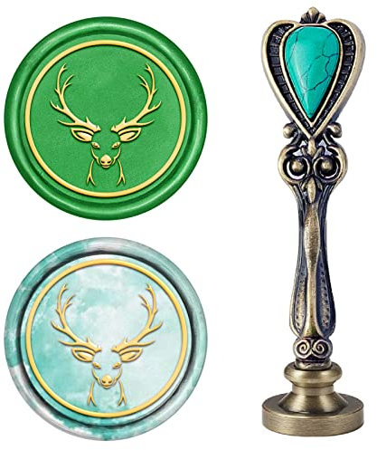 craspire Hirschwachs-Siegelstempel, Weihnachten, Vintage-Legierung, Griff Mit 25 mm Abnehmbarem Messingkopf Für Einladungen, Karten, Geschenke, Scrapbooking