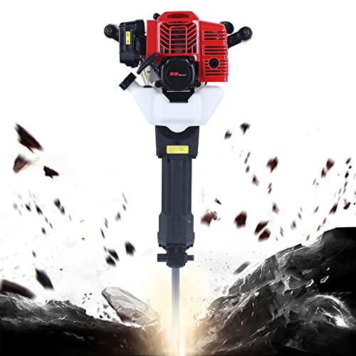 SHZICMY Abbruchhammer Stemmhammer Einzylinder Benzin Schlaghammer Meißelhammer Betonhammer Benzinhammer Vorschlaghammer, 2-Takt Motor, 52CC, 20-55 Joule, 1500bpm