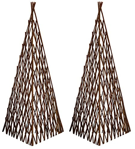 MELCHEF Expandable Teepee Willow Fence, Pyramid Plant Climbing Trellis, Self Standing Protection Fence for Plants