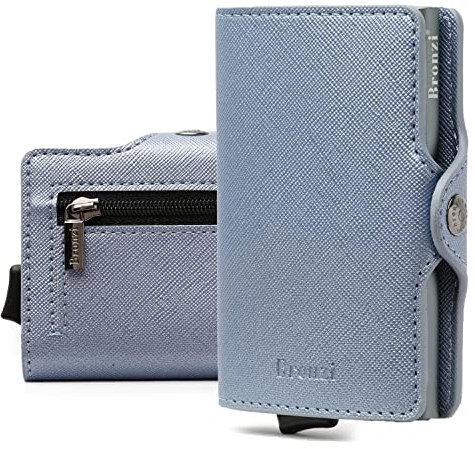 Bronzi® Geldbörse Herren | Geldbeutel Herren | Slim Wallet | Wallets for Men | Smart Wallet | RFID-Schutz mit Geldbörse | Geschenkbox - Italienische Marke (Saffiano-Grau)