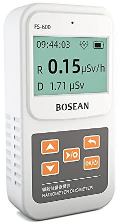 Geigerzähler,FS-600 Strahlungsmessgerät Strahlungsdetektor,Tragbarer Beta Gamma Detektor Geiger Zähler Dosimeter mit LCD Display (Weiß)