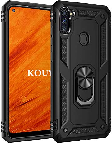 KOUYI Funda para Samsung Galaxy A11 / M11, Armor Carcasa con 360 Anillo iman Soporte Hard PC y Silicona TPU Bumper antigolpes Fundas Carcasas Case para Samsung Galaxy A11 / M11 (Negro)
