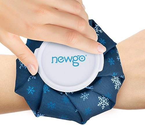 NEWGO Eisbeutel für Verletzungen, Wiederverwendbar Eisbeutel Heißwasserbeutel für Heiß- und Kältetherapie und Schmerzlinderung mit Deckel, Auslaufsicherer elastischer atmungsaktiver Eisbeutel(15cm)