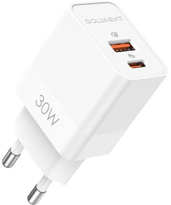 Chargeur USB C 30W GOLDNEXT PD&QC 3.0 Prise USB C Bloc Chargeur Rapide iPhone PPS 25W Adaptateur Secteur pour iPhone 16/15 Pro Max/14/13, Google Pixel 9/8 Pro/7 Pro/7a/6, Samsung S24/S23, iPad Pro
