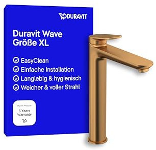 Duravit Wave Waschtischarmatur, Größe XL (Auslauf Höhe 236 mm), Wasserhahn Bad, Armatur Waschbecken, Bronze Gebürstet