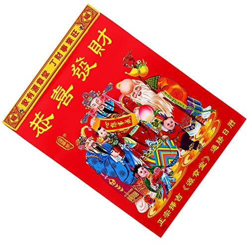 MAGICLULU 2024 Hängender Mondkalender Chinesischer Mondkalender Chinesischer Glückskalender 2021 Tägliche Wandkalender Wochenkalenderplaner Traditioneller Kalender Papier Zerreißbar Anhänger