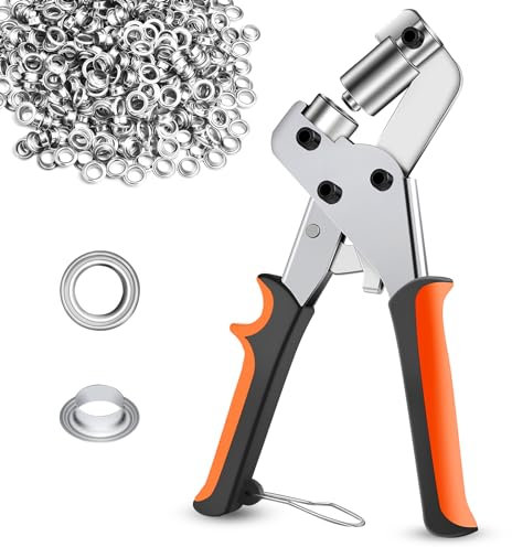 Vastar Set di Pinze per Occhielli Professionali Metallici, Pinze per Occhielli per Teloni con 520 Pezzi di Occhielli da 10 mm, Occhiellatrice per Teloni, Tessuti, Pelle, Tende, Manifesti, Striscioni