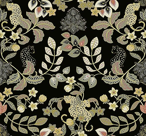 Scott Living Getty Black Jungle Damask Wallpaper