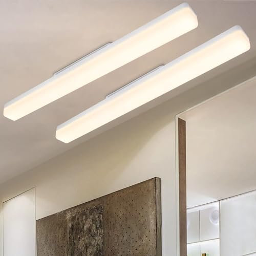 CBJKTX 2ER LED Deckenleuchte Wohnzimmerlampe Modern -Deckenlampe Lang 60CM Tageslichtlampe Küchenlampe Kaltweiß 24W Flurlampe 4000K Deckenbeleuchtung Innen für Wohnzimmer Schlafzimmer Küche Büro