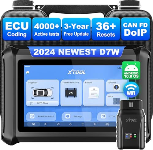 XTOOL D7W Car Diagnostic Tool, Wireless Bidirectional OBD2 Scanner, Online ECU Coding, 4000+ Active Tests, Full Systems, New 39+ Resets, V.A.G Guide, PMI, FCA/SGW, CAN FD, DoIP, 3-Year Update