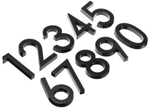 PATIKIL House Numbers 3D Mailbox Numbers 0-9 for Outside, 10Pcs Large Door Address Numbers Letter Self Adhesive for House, Apartment Office, Hotel Room, Mailbox Sign, Black
