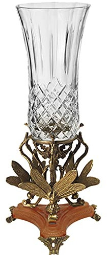 Jarrón de Cristal para Flores, decoración de florero, Cristal de Alta Gama con Incrustaciones de Cobre, decoración del hogar, libélula, decoración del hogar, florero de Cristal Moderno, Flor
