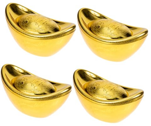 KOMBIUDA Realistische Gold Modellierung 4 Stück Chinesische Candy Boxen Reichtum Glück Barren Ornament Dekorative Box
