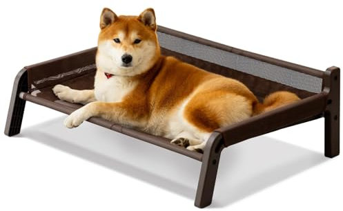 MEWOOFUN Hundebett, Hundeschlafsofa für kleine, mittelgroße und große Hunde (Braun Netz, XL)