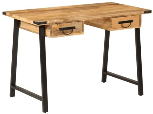 vidaXL Schreibtisch mit Schubladen 105x55x70 cm Massivholz Mango Eisen