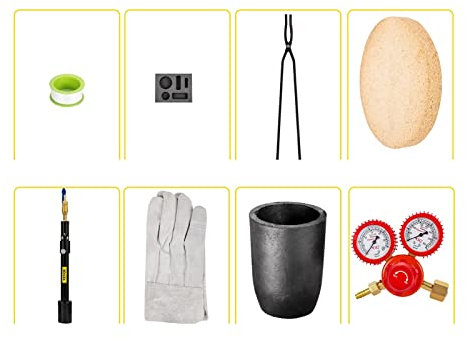 Kit de four de fusion de métal de four de fusion de Propane de 2/4/5/6/10 KG avec le creuset de Graphite et la forge de diable de pinces de coulée facile à utiliser(6KG)