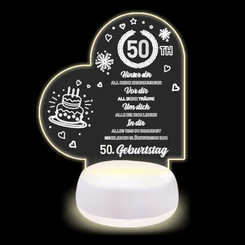 Geburtstagsgeschenke für 50. Geburtstag Frauen Männer Acryl Nachtlicht Deko Geschenke LED Lampe Nachtlicht Geschenke für Vater Mutter Freunde Ehemann Ehefrau Muttertagsgeschenke Weihnachtsgeschenke