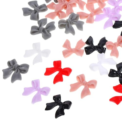 minkissy 3D Bow Nail Charms Gems: 60pcs Bowknot Butterfly Nail Stud Rhinestones Bowknot Nail Jewels Cute Bow Charms for Salon Nail Art Supplies