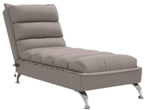 vidaXL Massage Chaiselongue mit Kissen, Liegesessel mit Sperrholzlatten Metallbeine, Relaxliege für Wohnzimmer, Liegestuhl, Taupe Stoff