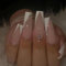 24pcs Long Coffin False Nails French Tip Press on Nails White Edge Nude Pink Fake Nails Rhinestone Stick on Nails Removable Glue-on Nails Fake Nails Women Girls Nail Art Accessories