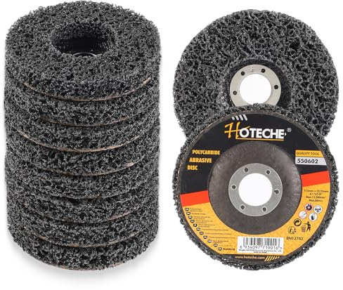 Hoteche 10-Stück Schwarz Schleifscheibe – 115 * 22.23MM, für Rostentfernung, Lackentfernung, Polieren und Schleifen, CSD Scheibe, Radnabenschleifer, Schruppscheiben für Metall,Bunter Verpackung