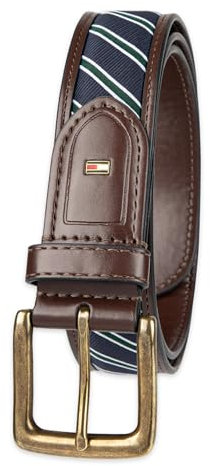 Tommy Hilfiger Herren Woven Ribbon Inlay Dress Belt Gürtel, Braun, Small (30-32)
