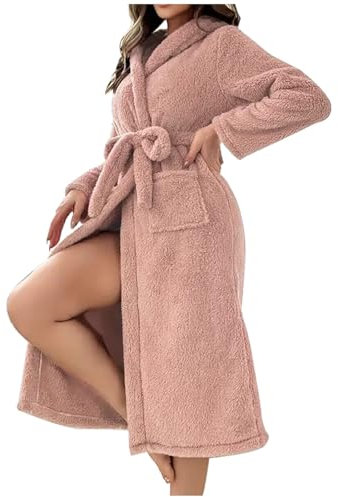 AEGJEGVD Peignoir de Bain Femme sans Capuche Robe de Chambre Femmes Flanelle Peignoir de Bain à Capuche en Polaire Douce Unisexe Vêtements de Détente Doux et Douillets Vêtements de Nuit Cadeau Noel