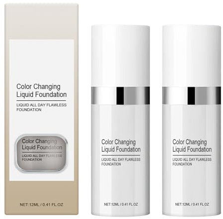 YANINEE 2 Stück Foundation Color Changing, Feuchtigkeitsspendende Farbwechselnde Foundation für Reife Haut, 12 ml