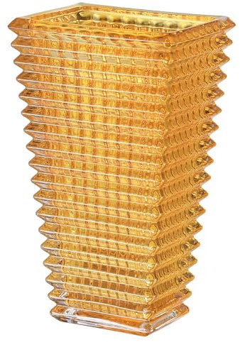 KAYLETIN Kristallvase, bernsteinfarbene Glasvase für Blumen, große Glasvasen, große Bernsteinvasen für Wohnzimmer, Schlafzimmer, Küche, Esstisch, Büro, Hochzeit, 28 cm