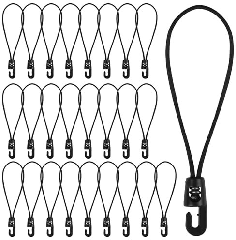 Adiwo Tensores de Lona con Ganchos, 15 cm x 25 Pcs Tensores de Lona con Ganchos, Gancho Doble de Cuerda Elástica para Lonas, Carpas, Portaequipajes, Coches y Bicicletas, Exterior - Negro
