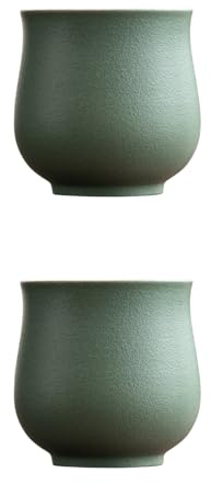 Dicmracy Espresso-Demitasse-Tassen aus Steingut, ohne Griff, spülmaschinenfest, 118 ml, Grün, 2 Stück