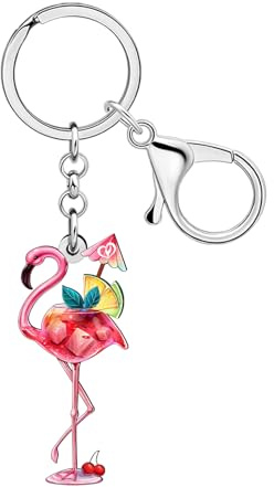 NEWEI Acrilico Carino Fenicottero Rosa Portachiavi per Donne Ragazze Auto Chiavi Portafoglio Zaino Uccello Amanti Regali Accessori