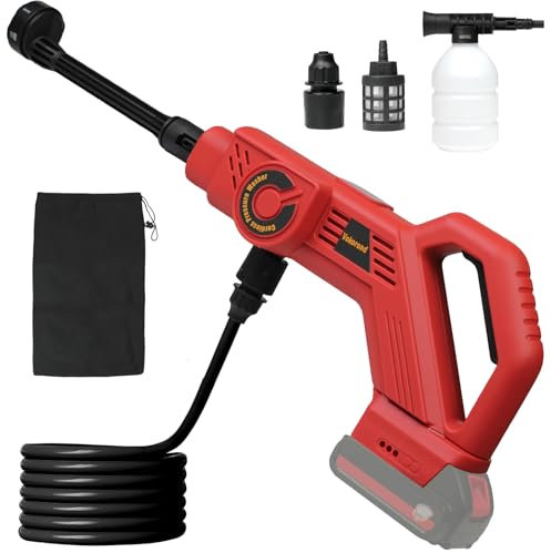 Nettoyeur haute pression sans fil pour batterie Milwaukee M18 18 V, nettoyeur haute pression portable sans fil max 1300 psi avec buse 6 en 1 et tuyau de vidange de 5,2 m, nettoyeurs haute pression