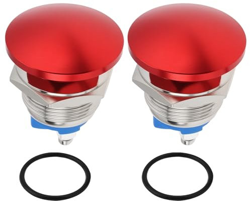VGOL 2 PCs 19MM Selbst Reset Metall Push Button Switch Wasserdicht Start-Taste AC/DC 12V-250V Rot