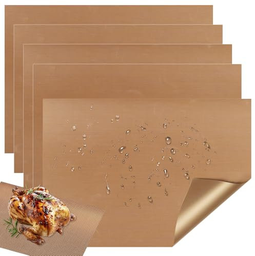 5 Stück Backpapier Wiederverwendbar,30 x 40 cm Dauerbackfolie für Backblech,Glasfaser Material Dauerbackmatte Teflon,Backfolie Wiederverwendbar zum Backen,Kochen,Grillen,Frittieren und Dämpfe